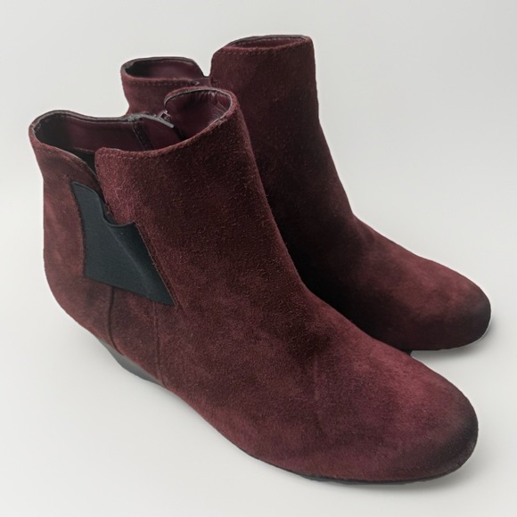 NEW Naturalizer Women's Boot Laila Ankle Bootie Wedge Maroon Size 6.5 W Wide - Picture 1 of 12